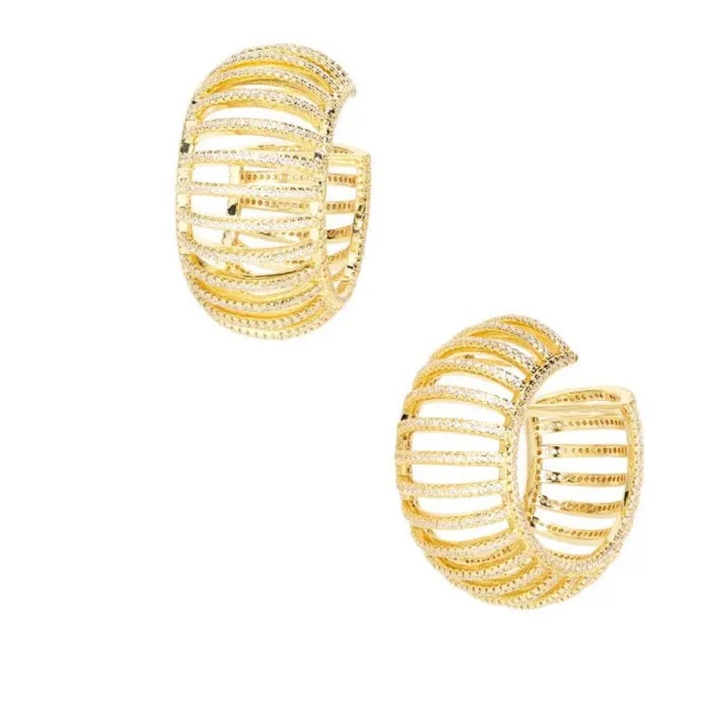 CULT GAIA 
Davina Rhinestone Embellished Hoop Earrings
